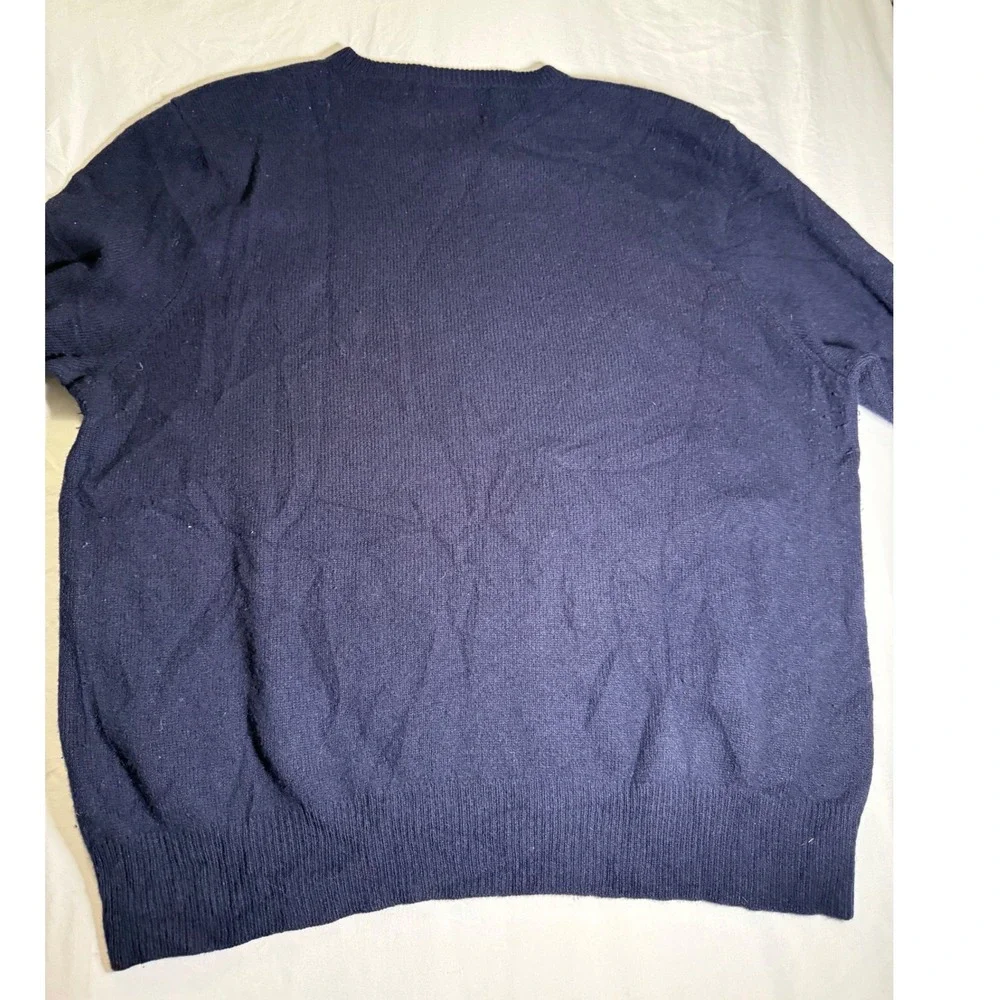 Polo Ralph Lauren Navy‎ Blue V Neck Lambswool Sweater Mens XXL Classic Preppy
